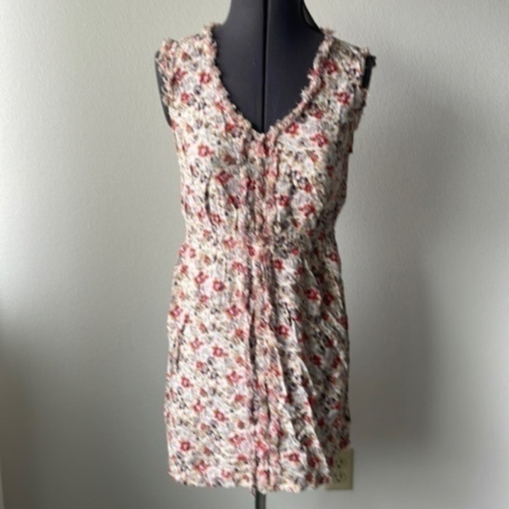 Angie dress size Medium distressed floral sundress cream colored
